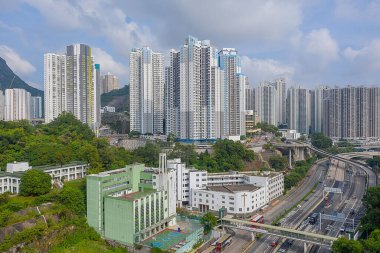 7 Ekim 2019. Hong Kong 'da Kwun Tong Bölgesi. 