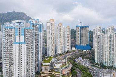 7 Ekim 2019 Kowloon Körfezi. şehirlerdeki modern gökdelenler