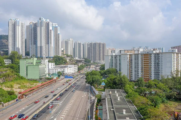 7. října 2019 Kowloon Bay. moderní mrakodrapy ve finančnictví — Stock fotografie