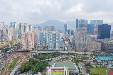 7 Ekim 2019 Kowloon Körfezi. şehirlerdeki modern gökdelenler