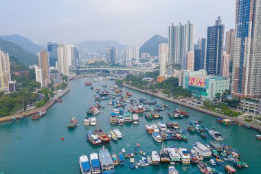 12 Ekim 2019 Aberdeen Limanı, Aberdeen Ba 'da Yüzen Köy