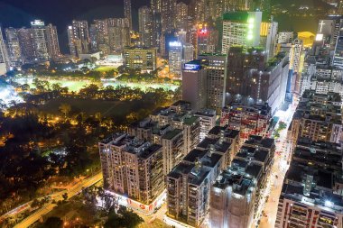 18 Ekim 2019, bir Causeway Körfezi, Hong Kong, gece 