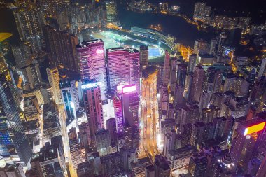 18 Ekim 2019, bir Causeway Körfezi, Hong Kong, gece 