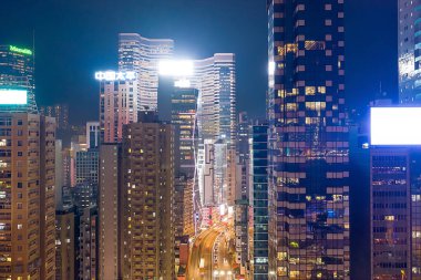 18 Ekim 2019, bir Causeway Körfezi, Hong Kong, gece 