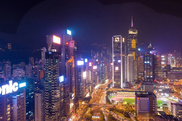 Wan Chai noční pohled na Hong Kong, 8 Říj 2019 — Stock fotografie