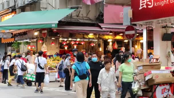 2020 Március Hongkong Causeway Bay Bevásárlónegyedben Sétáló Emberek — Stock videók