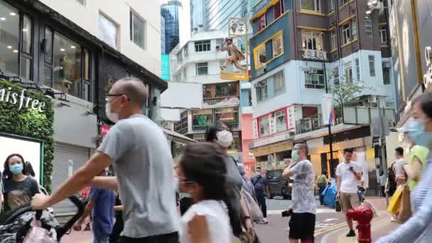 Mars 2020 Hong Kong Personnes Marchant Dans Quartier Commerçant Causeway — Video