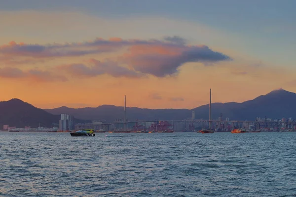 Міст Stonecutters Гонконзі Вид Острів Hong Kong Червня 2020 — стокове фото