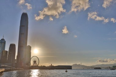 Hong Kong limanında CBD. Hong Kong Çin 11 Haziran 2020 