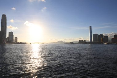 Skyline of Kowloon ve Hong Kong Limanı 19 Haziran 2020