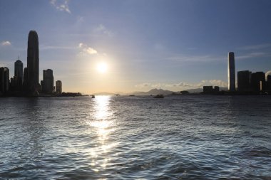 Skyline of Kowloon ve Hong Kong Limanı 19 Haziran 2020