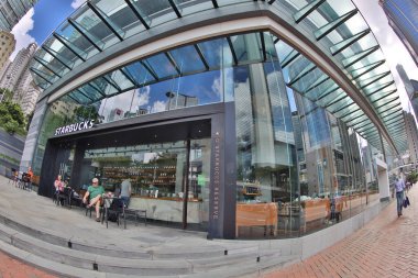 Queensway Yolu, Starbucks Kafe Hong Kong 20 Haziran 2020