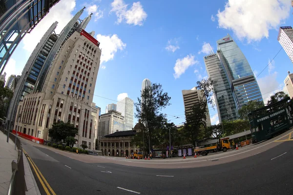 Een Modern Gebouw Met Wolkenkrabbers Hongkong Juni 2020 — Stockfoto