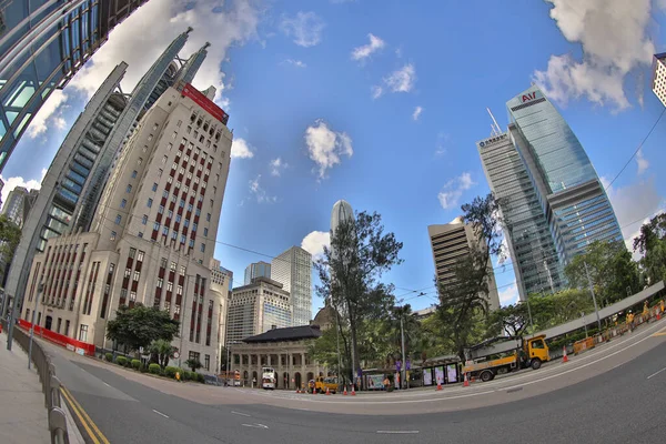 Een Modern Gebouw Met Wolkenkrabbers Hongkong Juni 2020 — Stockfoto