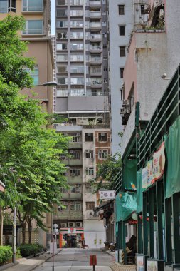 Sheung Wan 1 Temmuz 2020 'deki ofis binalarının manzarası.