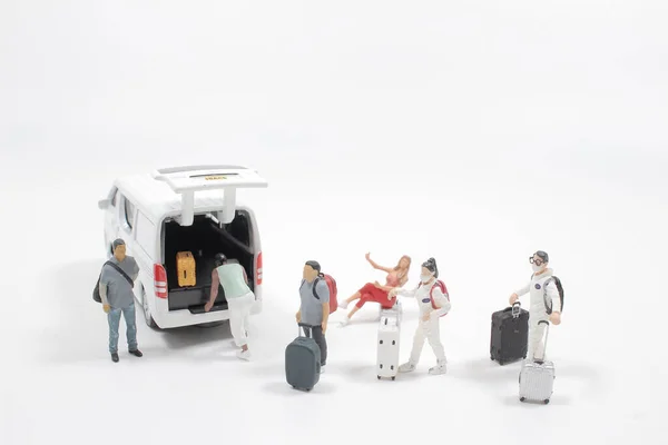 Figure Passenger Boarding Travel Van Luggage — Stock Photo, Image