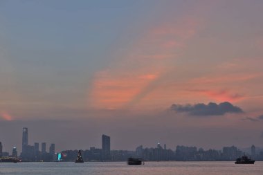 Gün batımından sonra, Kowloon ve Hong Kong 23 Ağustos 2020 