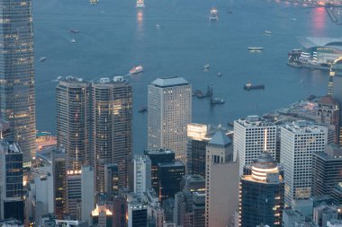 3 Haziran 2007 Güzel manzara Hong Kong, Çin 'de Victoria Körfezi