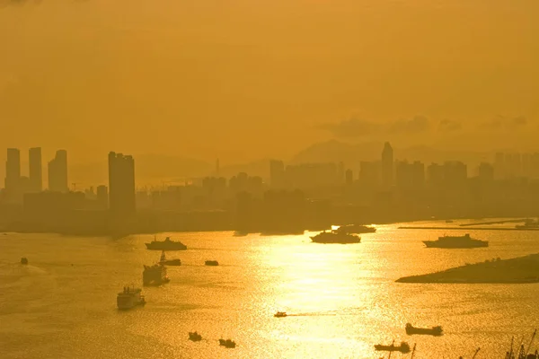 2007 Victoria Harbour Sunset Devils Peak Hk25 May 2007 — 스톡 사진