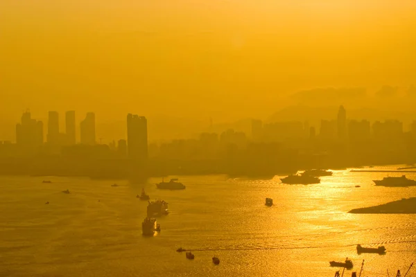 Vista Para Porto Victoria Hong Kong Hora Crepúsculo Maio 2007 — Fotografia de Stock