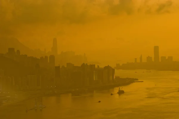 Victoria Limanı Hong Kong Alacakaranlık Zamanı Mayıs 2007 — Stok fotoğraf