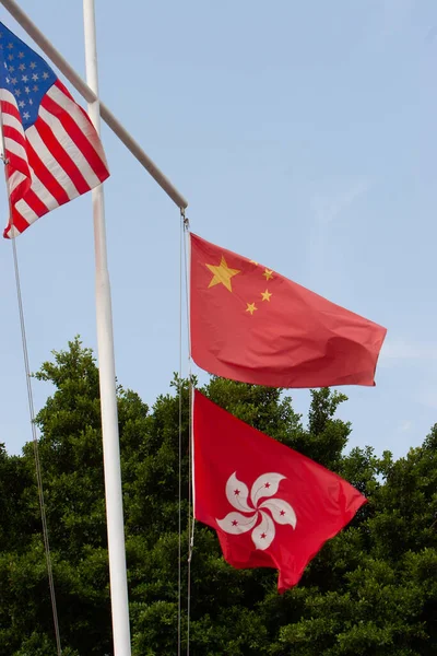 Die Nationalflaggen Hongkongs Und Festlandchinas Stehen Zusammen September 2007 — Stockfoto