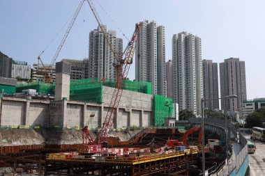 Wong Chuk Hang deposunun inşaat alanı, 6 Eylül 2020