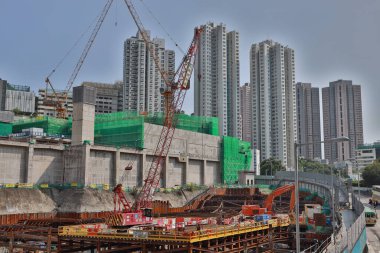 Wong Chuk Hang deposunun inşaat alanı, 6 Eylül 2020