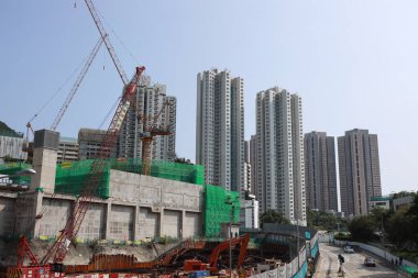 Wong Chuk Hang deposunun inşaat alanı, 6 Eylül 2020