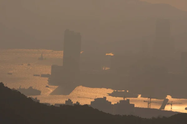 Wschód Słońca Hongkongu Port Victoria Hongkongu — Zdjęcie stockowe