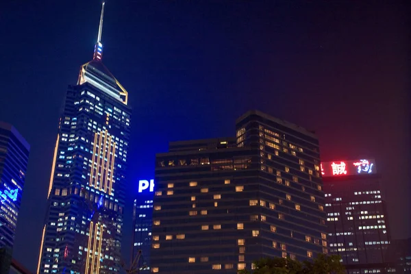 Hong Kong Victoria Hamn Natten Från Wan Chai District Nov — Stockfoto