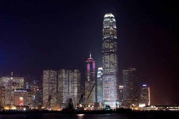 Hong Kong Victoria Hamn Natten Från Wan Chai District Nov — Stockfoto