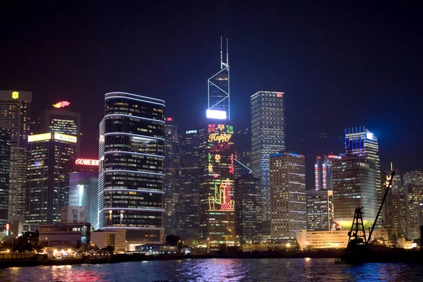 Hong Kong Victoria Hamn Natten Från Wan Chai District Nov — Stockfoto