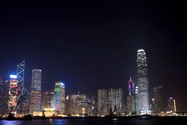 Hong Kong Victoria Harbor Por Noche Desde Distrito Wan Chai — Foto de Stock