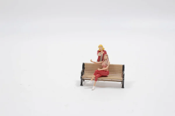 Figura Donna Che Prende Selfie Siede Sulla Panchina — Foto Stock