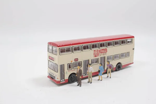 Uma Escala Modelo Ônibus Com Figura — Fotografia de Stock