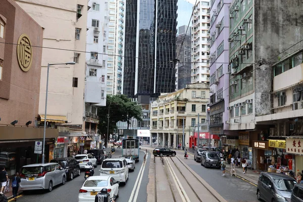 Vista Rua Bonde Wan Chai Setembro 2020 — Fotografia de Stock