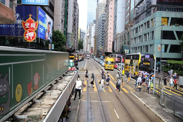 Street View Tram Wan Chai Sept 2020 — Stock Photo, Image