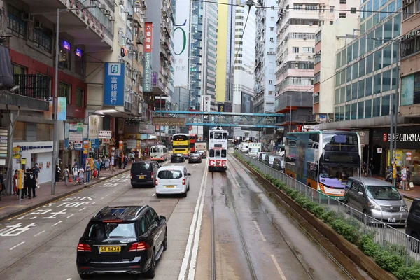 Het Straatbeeld Van Tram Wan Chai Sept 2020 — Stockfoto
