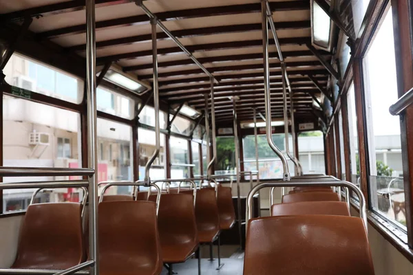 September 2020 Leere Sitze Der Straßenbahn Bei Der Hongkong Straßenbahn — Stockfoto