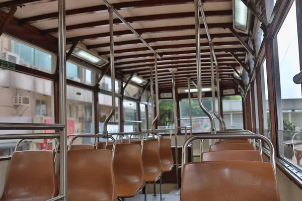 September 2020 Leere Sitze Der Straßenbahn Bei Der Hongkong Straßenbahn — Stockfoto