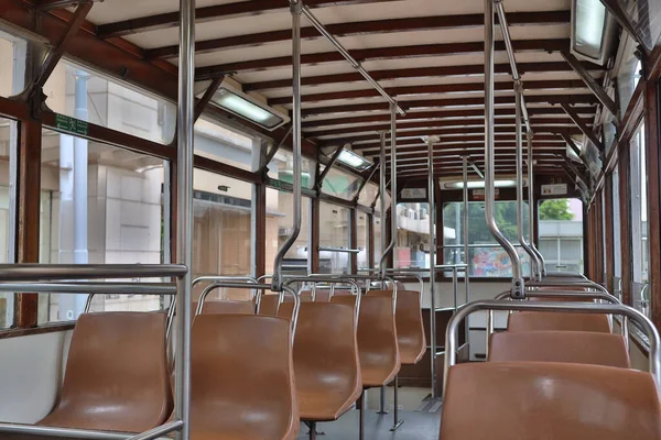 September 2020 Leere Sitze Der Straßenbahn Bei Der Hongkong Straßenbahn — Stockfoto