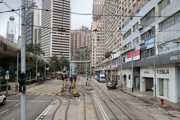 Tramvaj Přes Sai Ying Pun Hong Kong Září 2020 — Stock fotografie