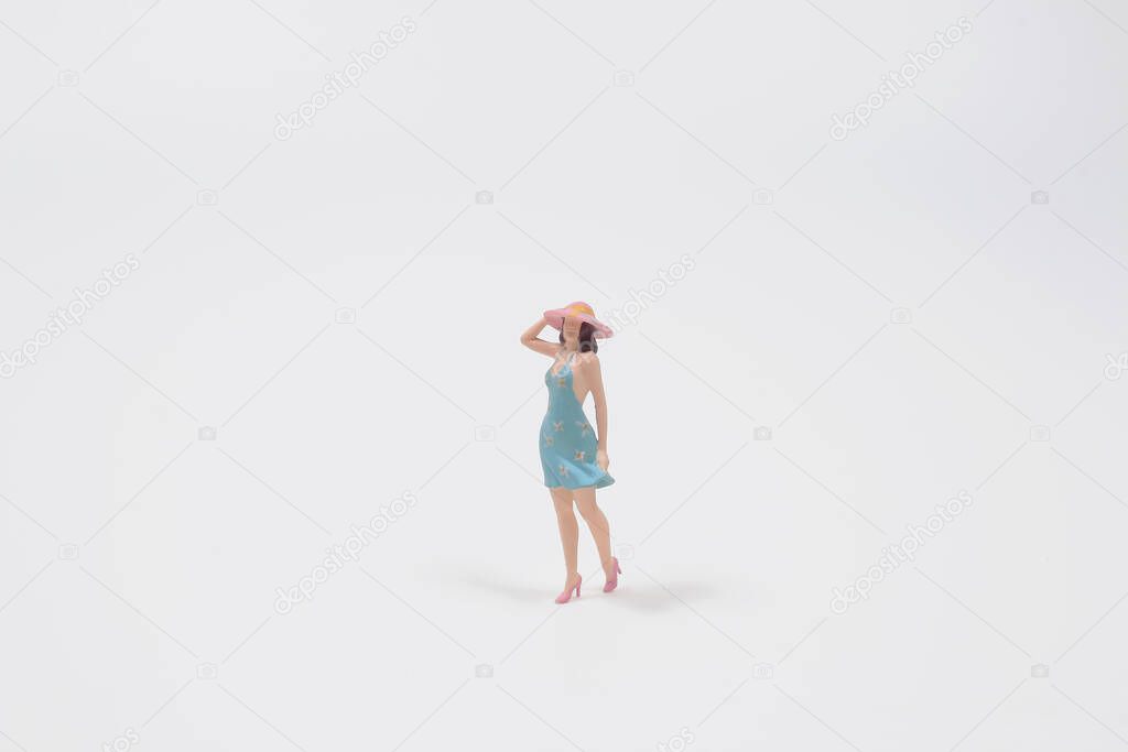 a Sexy mini figure woman in white board 