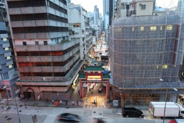 23 Eylül 2020 Temple Caddesi, Hong Kong 'un en ünlü gece marketi..