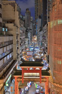 Gece Tapınak Sokağı, Hong Kong, Çin, 23 Eylül 2020 