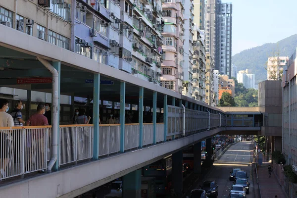 Voetgangersvoetgangersbrug Systeem Mong Kok Hong Kong Okt 2020 — Stockfoto