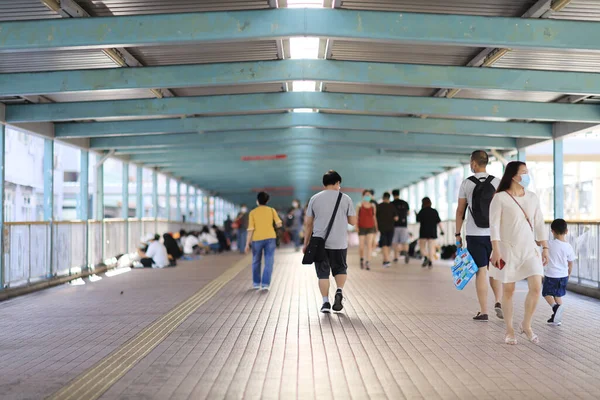 Sistema Pasarela Peatonal Mong Kok Hong Kong Oct 2020 — Foto de Stock