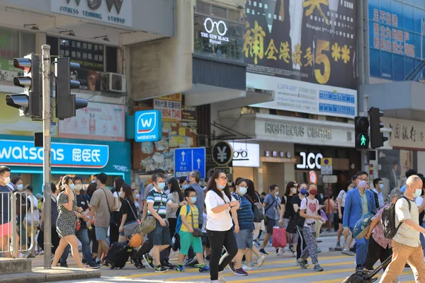 Okt 2020 Hong Kong Upptagen Streetat Mong Kok Hong Kong — Stockfoto