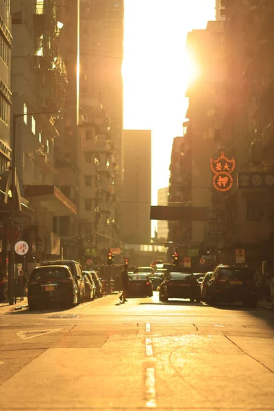 Het Zonlicht Dacht Straat Mong Kok Oct 2020 — Stockfoto